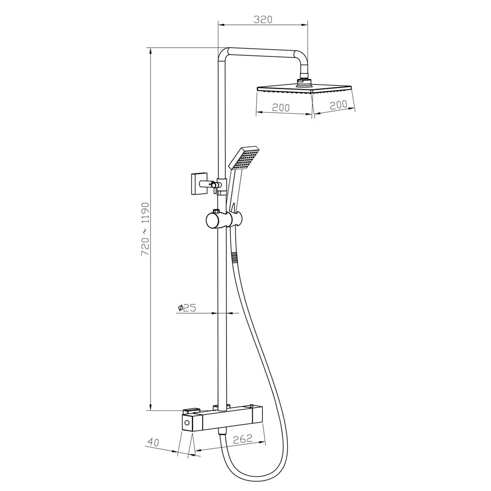 Bathroom Mixer Shower Set Twin Head Round Square Chrome Thermostatic
