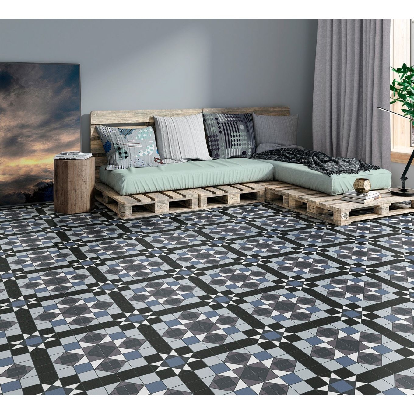 Victorian Matt Patterned Ceramic Floor Square Tile | 450x450mm | 3 Colours - Picture 11 of 13