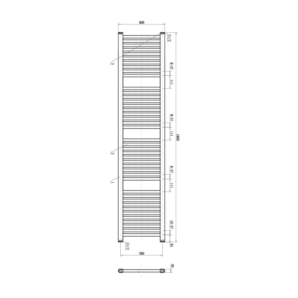 Brushed Gold Bathroom Radiator Vertical Ladder Rail Heated Towel 770 1200 1800 - Picture 6 of 11
