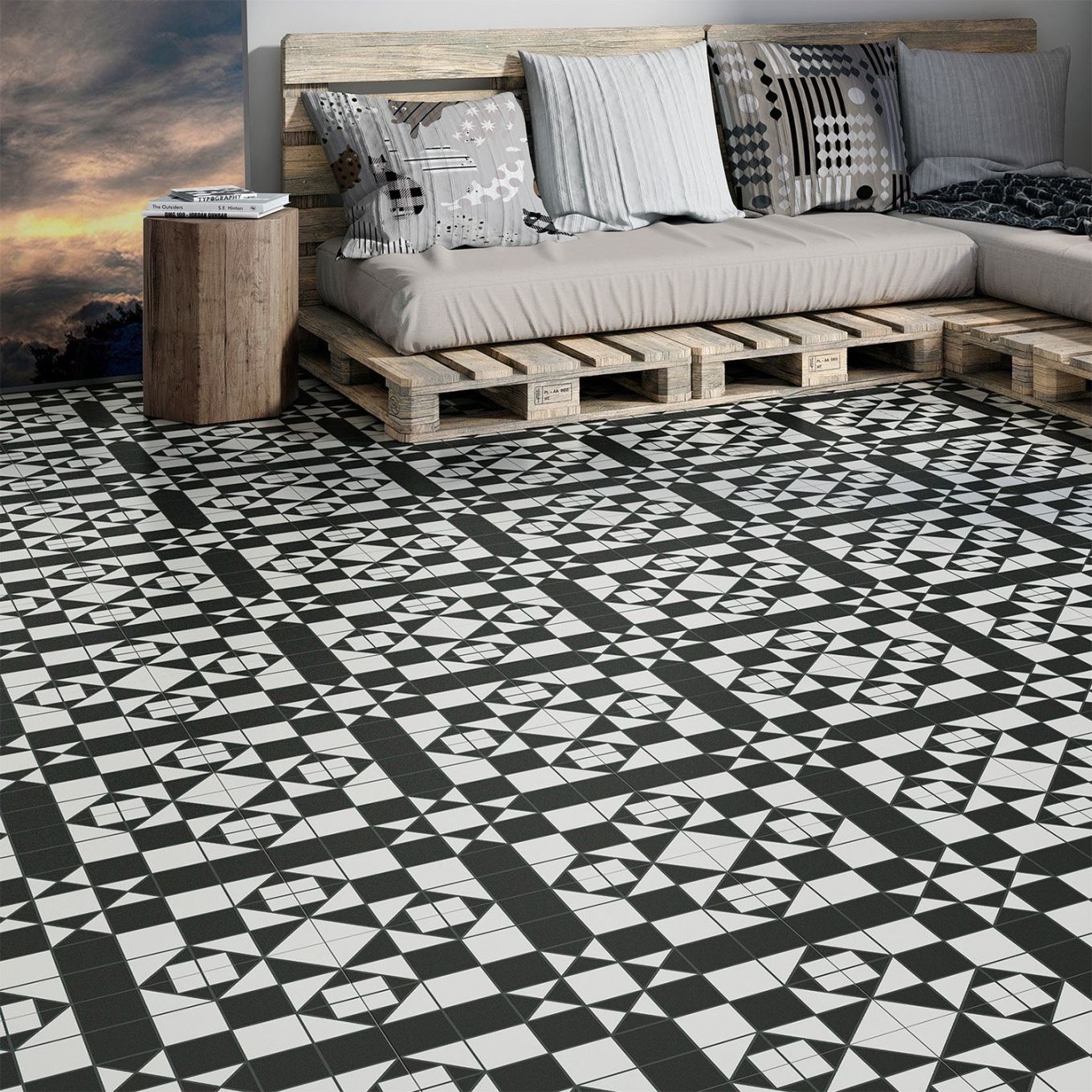 Victorian Matt Patterned Ceramic Floor Square Tile | 450x450mm | 3 Colours - Picture 9 of 13