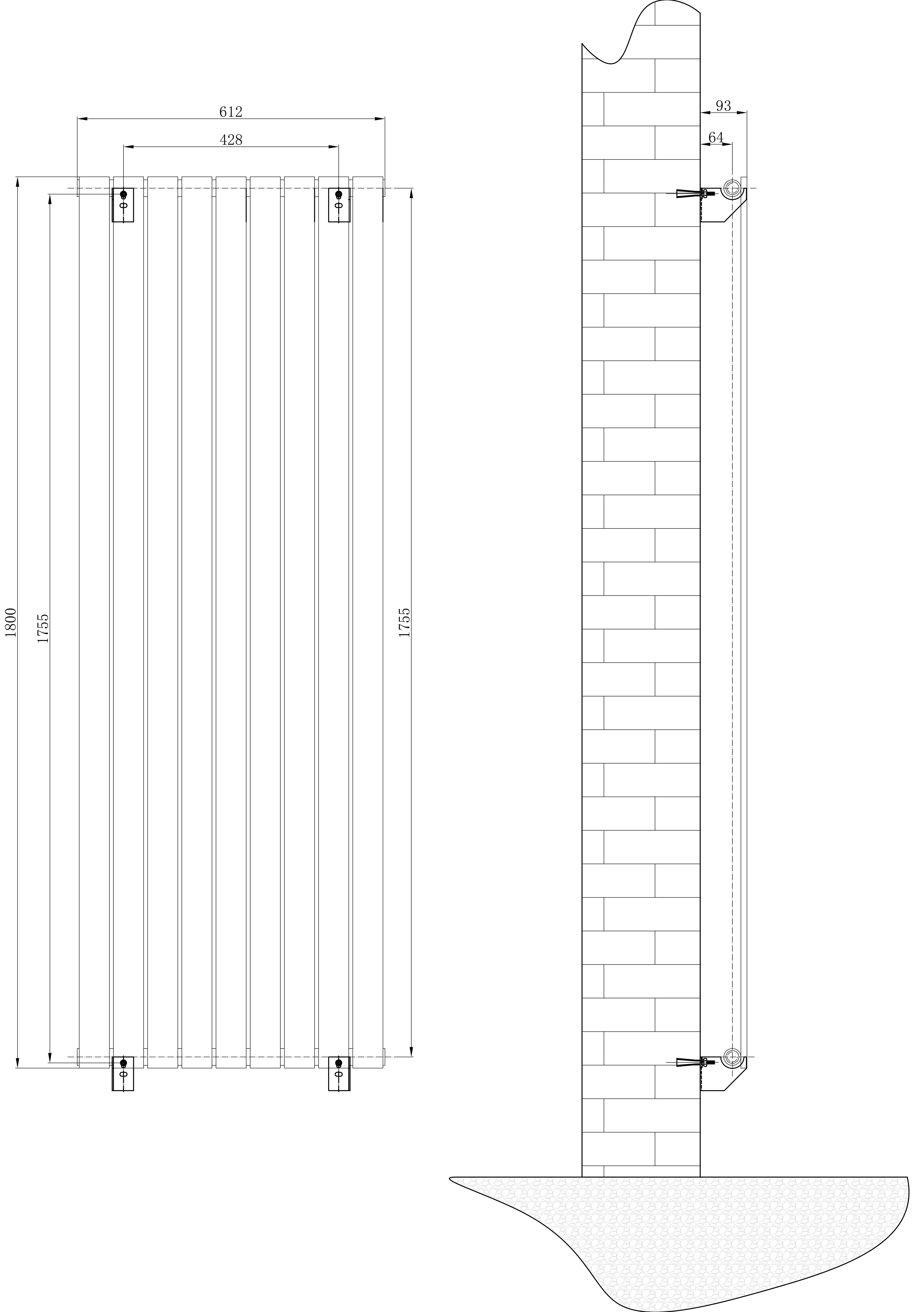 Flat Panel Radiator Vertical Designer Central Heating White Grey Black Heater - Picture 38 of 61