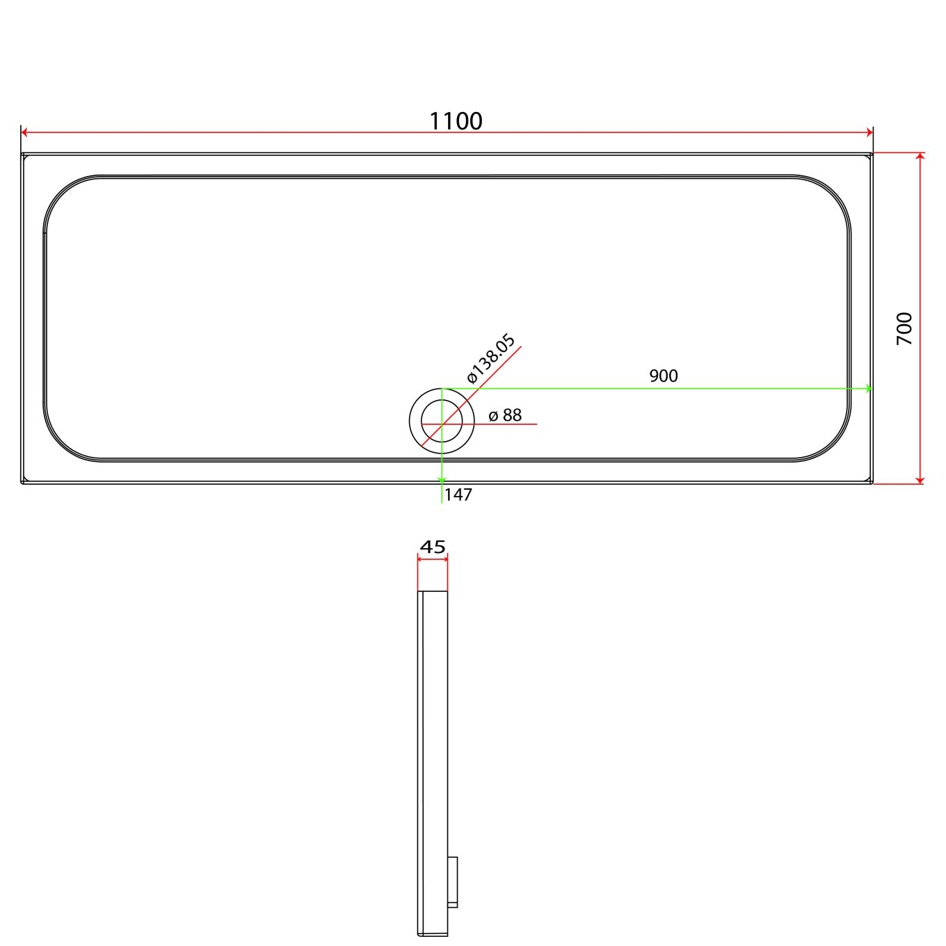 Slimline Rectangle Shower Tray Enclosure 40mm Low Profile Stone Resin | 42 Sizes - Picture 58 of 98
