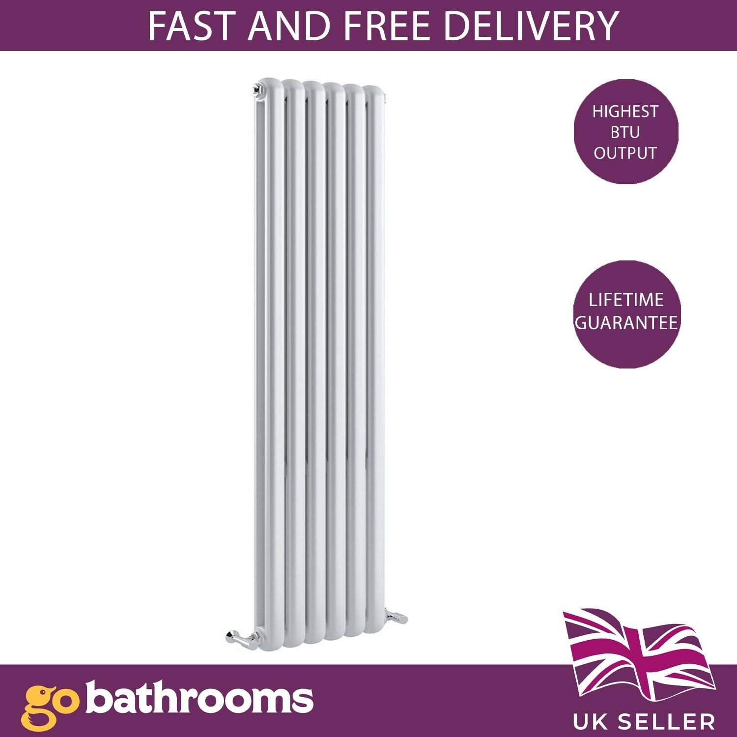 Double Column Radiators Vertical Horizontal Round Panel Grey White Heating - Picture 18 of 29