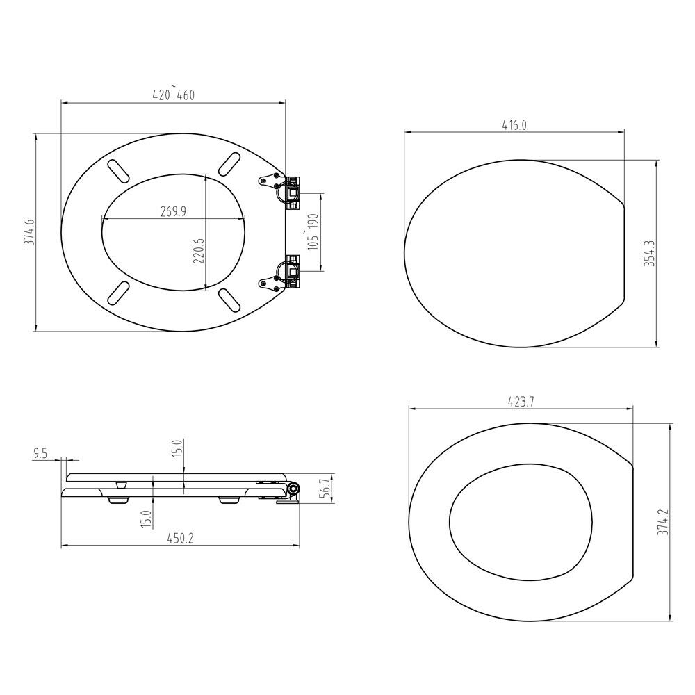 Universal Toilet Seat Soft Close Replacement Wooden Seat Black White Grey Oak - Picture 16 of 18