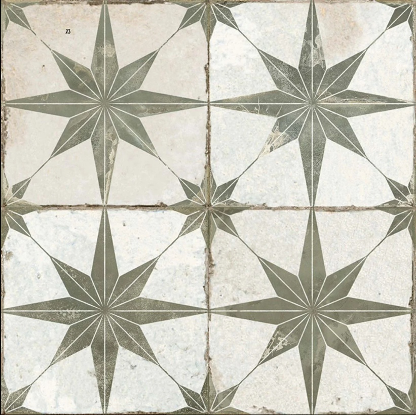 Vintage Shabby Chic Tile Black White Distressed Wall Floor Ceramic Tile 2 Styles