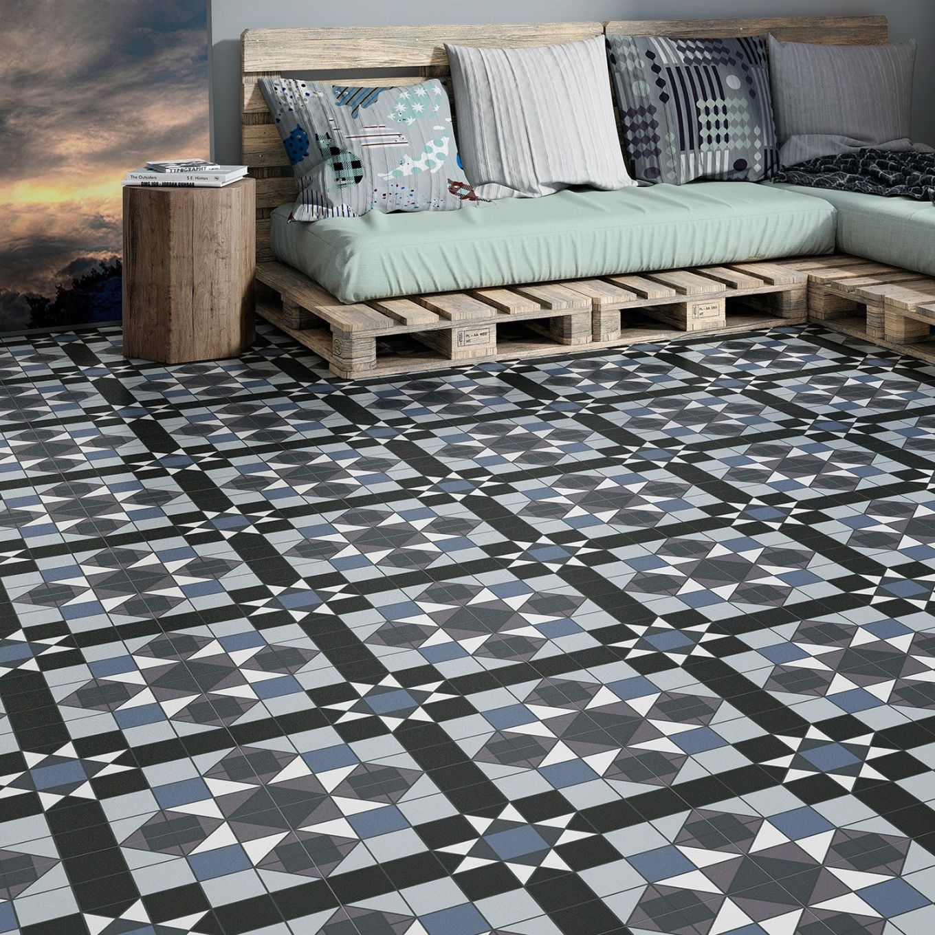 Victorian Matt Patterned Ceramic Floor Square Tile | 450x450mm | 3 Colours - Picture 12 of 13