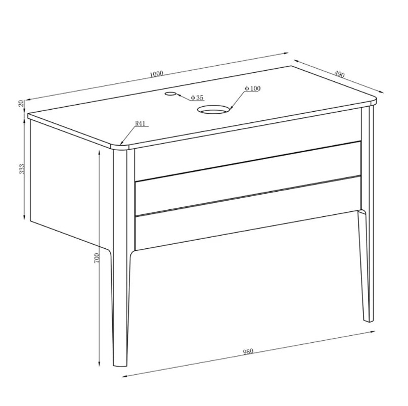 Matt White Vanity Unit and Worktop 1000mm Push Open Modern Bathroom Unit - Picture 2 of 6