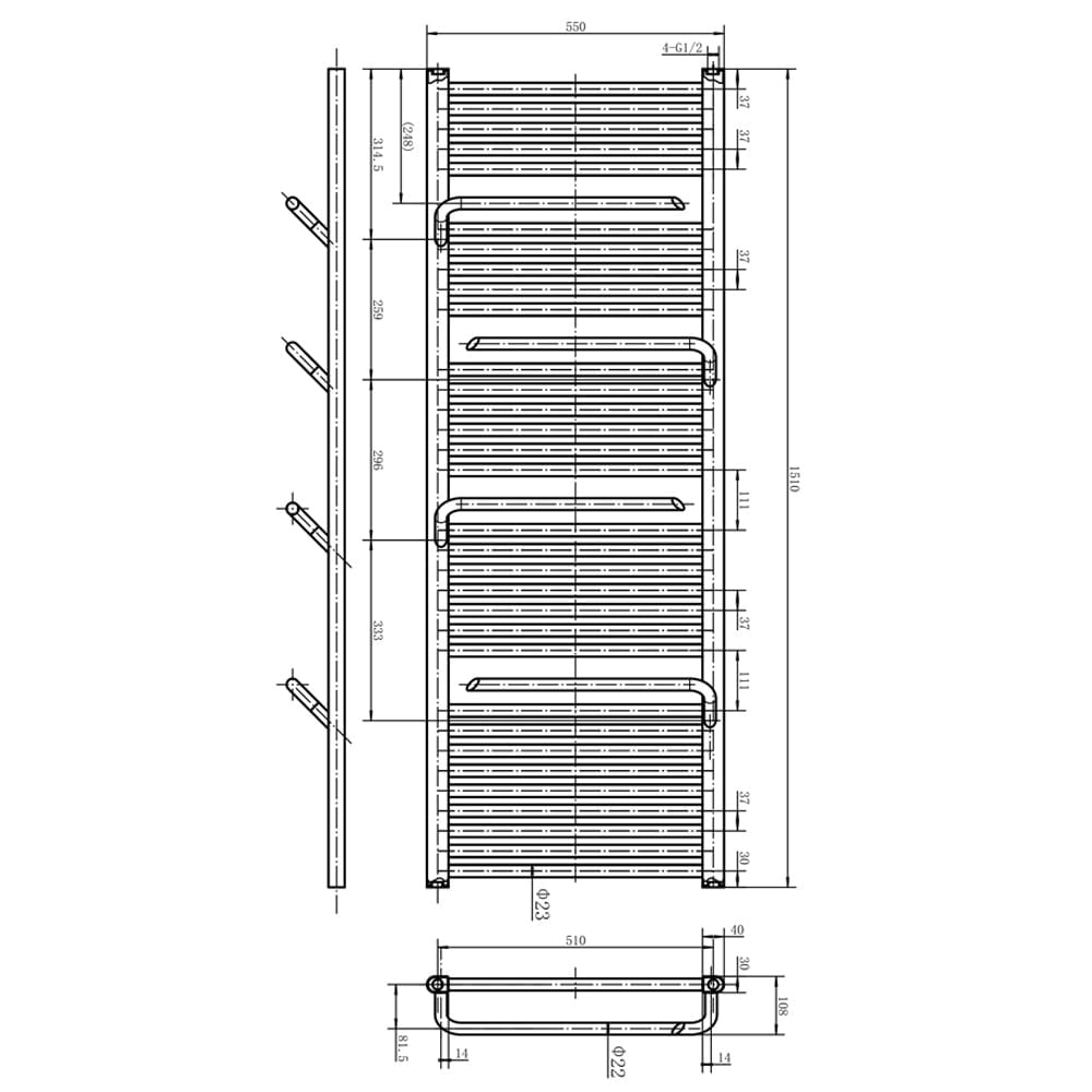 Heated Towel Rail With Towel Hangers Bathroom Radiator 1510 x 550mm | 7 Colours - Picture 4 of 34