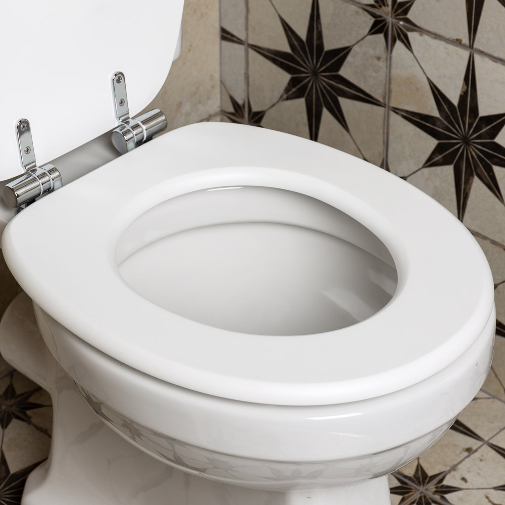 Universal Toilet Seat Soft Close Replacement Wooden Seat Black White Grey Oak - Picture 18 of 18
