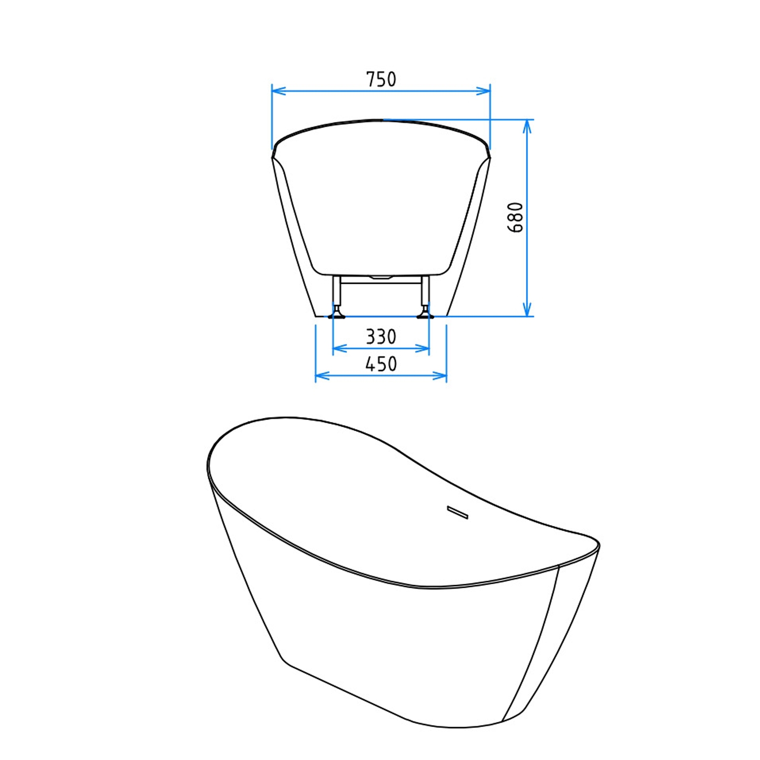 Freestanding Double Ended Bath Acrylic Bathtub Waste & Overflow 1500mm 1700mm - Picture 35 of 38