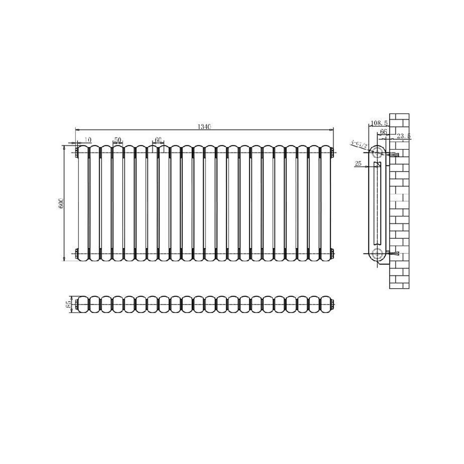 Double Column Radiators Vertical Horizontal Round Panel Grey White Heating - Picture 5 of 29