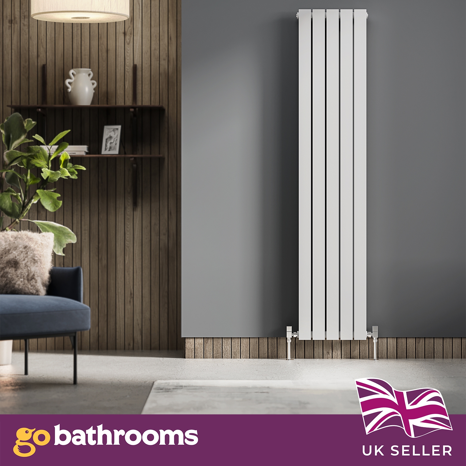 Flat Panel Radiator Vertical Designer Central Heating White Grey Black Heater - Picture 24 of 61