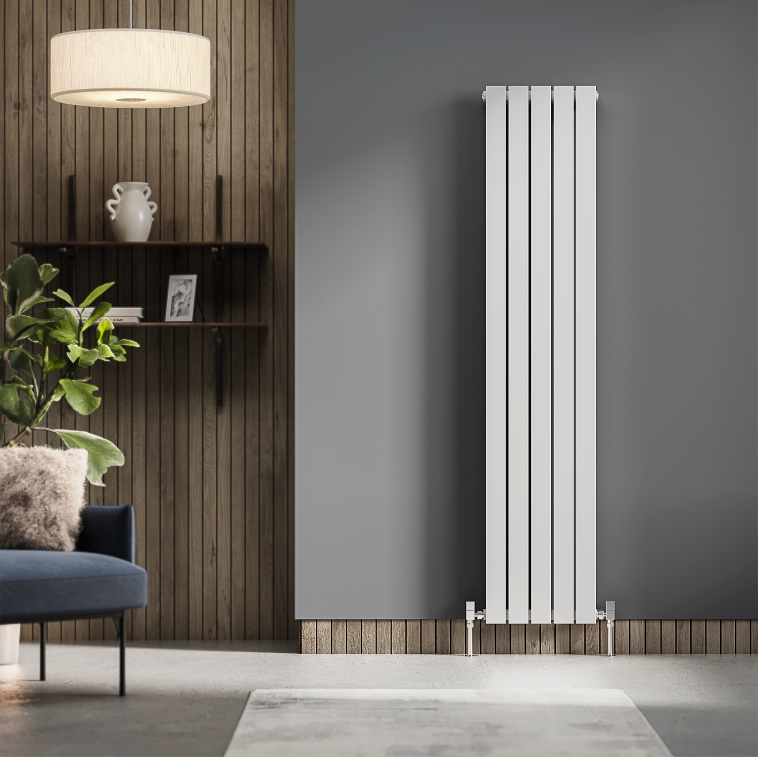 Flat Panel Radiator Vertical Designer Central Heating White Grey Black Heater - Picture 25 of 61