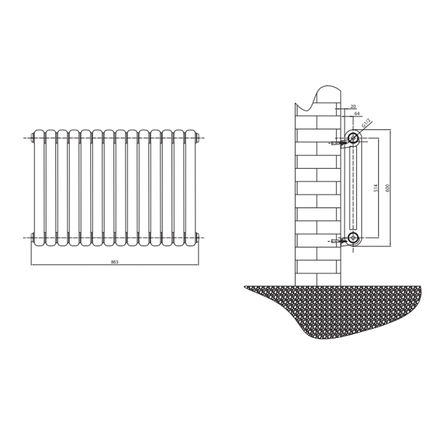 Double Column Radiators Vertical Horizontal Round Panel Grey White Heating - Picture 28 of 29