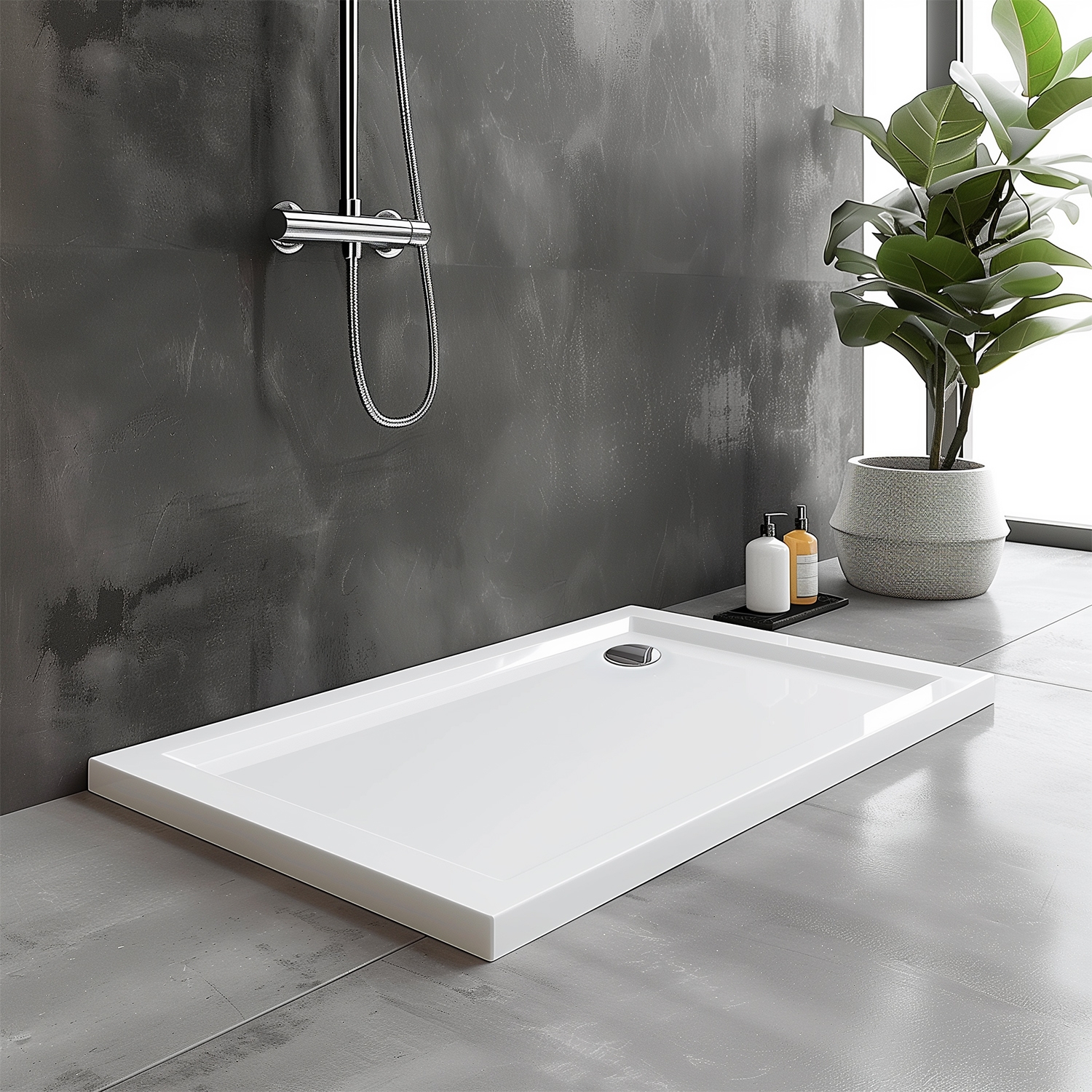 Slimline Rectangle Shower Tray Enclosure 40mm Low Profile Stone Resin | 42 Sizes - Picture 10 of 98
