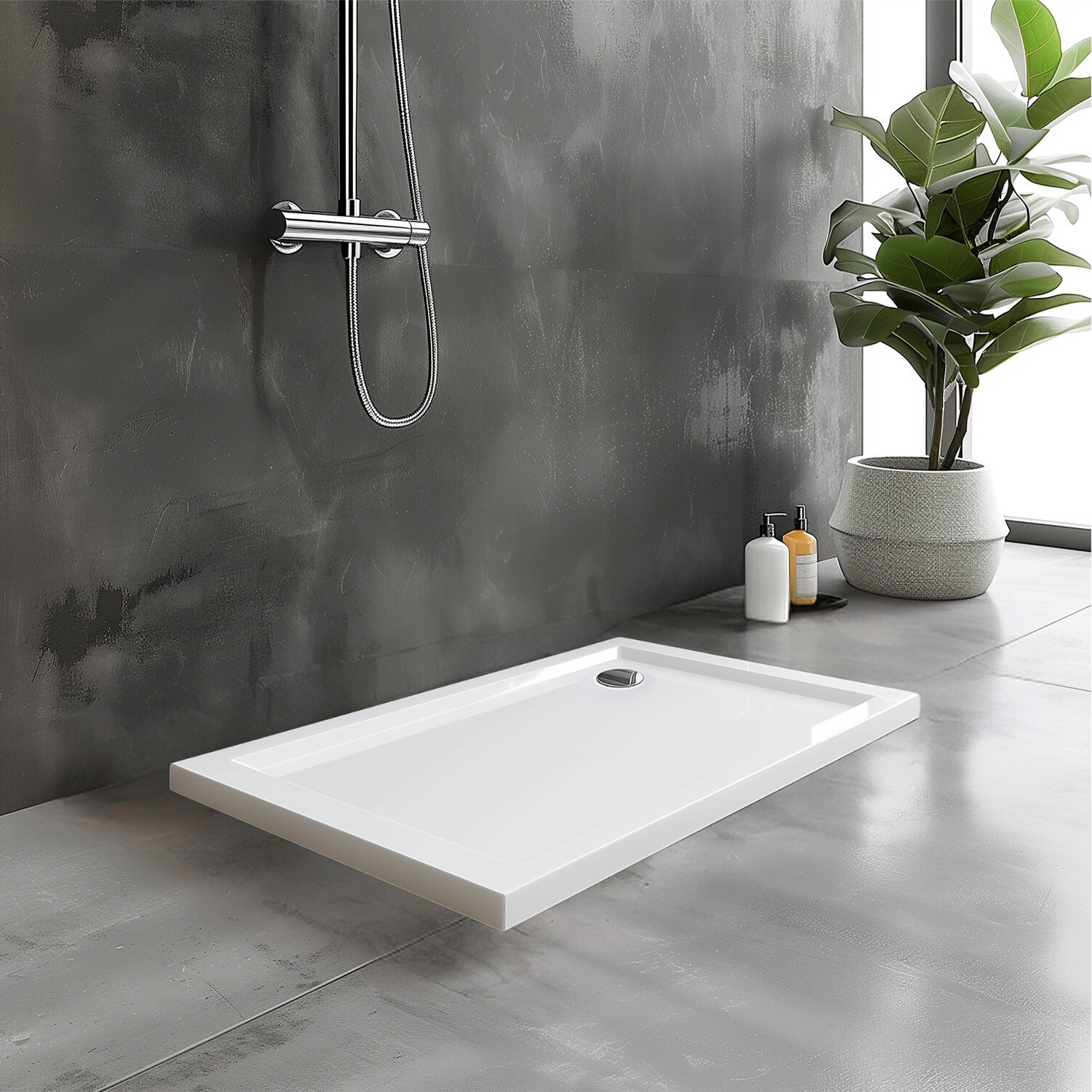 Slimline Rectangle Shower Tray Enclosure 40mm Low Profile Stone Resin | 42 Sizes - Picture 23 of 98