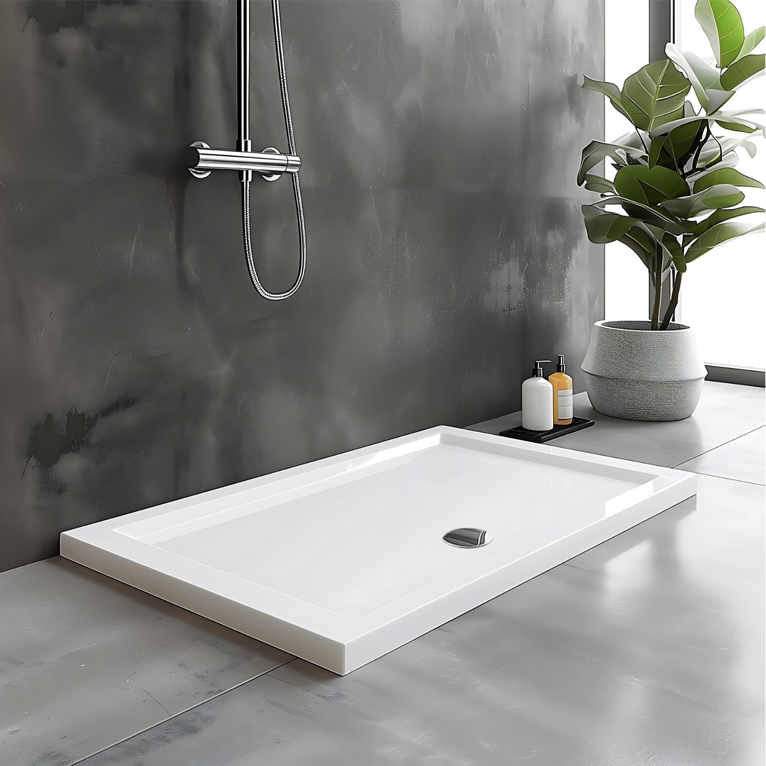 Slimline Rectangle Shower Tray Enclosure 40mm Low Profile Stone Resin | 42 Sizes - Picture 30 of 98