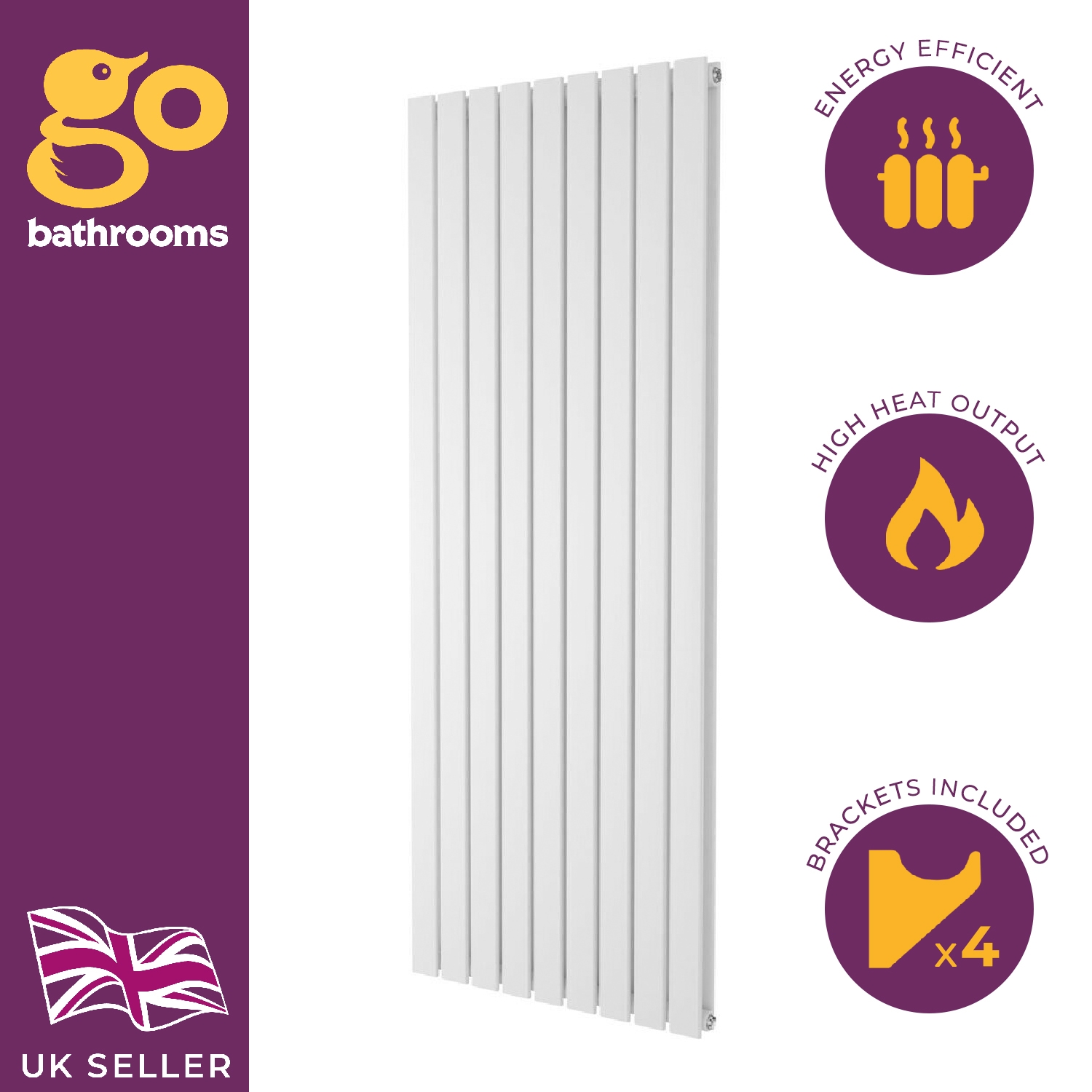 Flat Panel Radiator Vertical Designer Central Heating White Grey Black Heater - Picture 46 of 61