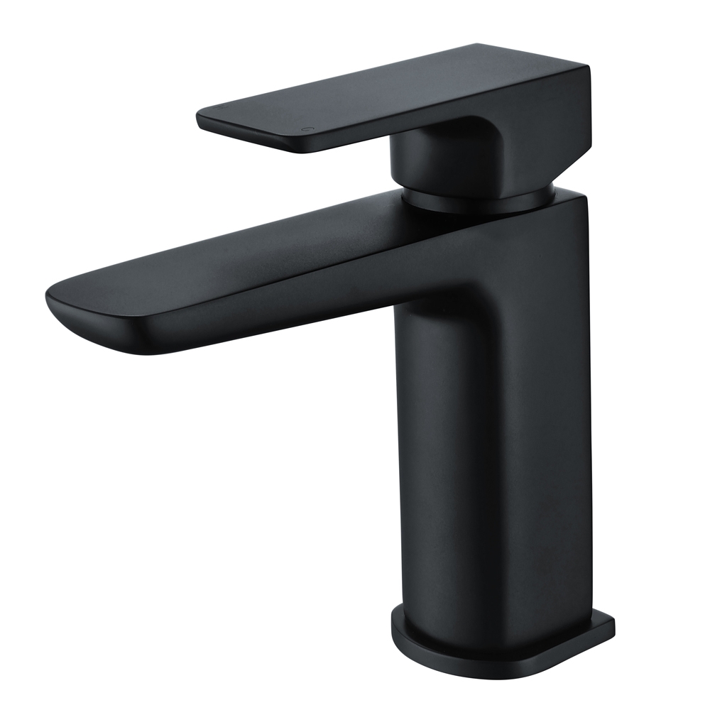 Black Square Bathroom Sink Tap Modern Basin Mono Shower Mixer Deck Tap Set - Picture 33 of 36