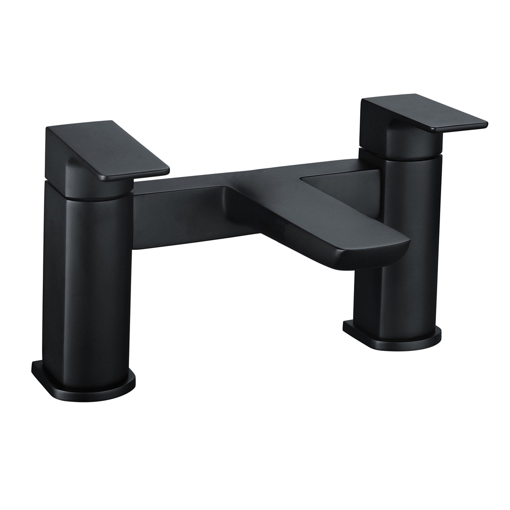 Black Square Bathroom Sink Tap Modern Basin Mono Shower Mixer Deck Tap Set - Picture 20 of 36