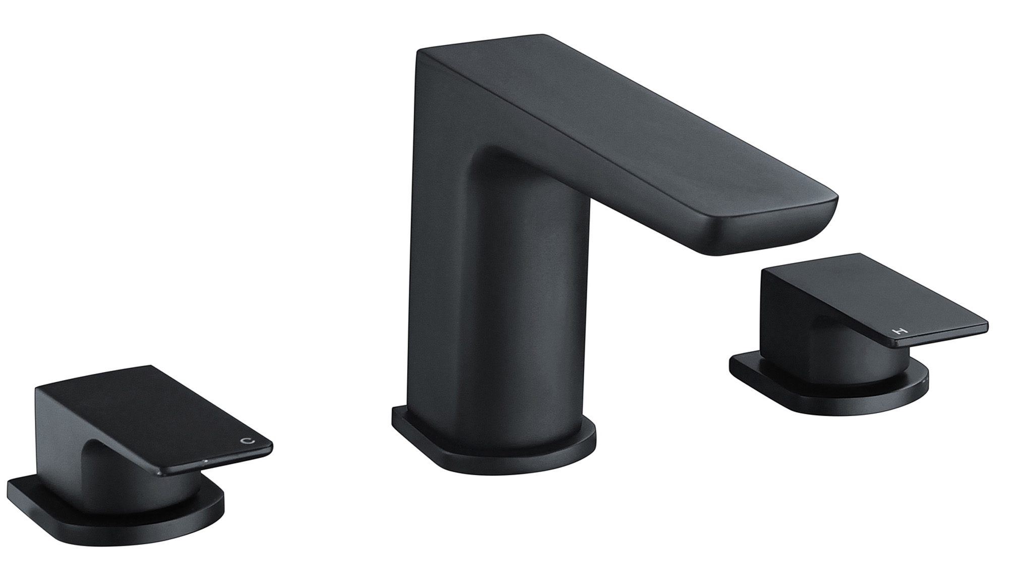 Black Square Bathroom Sink Tap Modern Basin Mono Shower Mixer Deck Tap Set - Picture 12 of 36