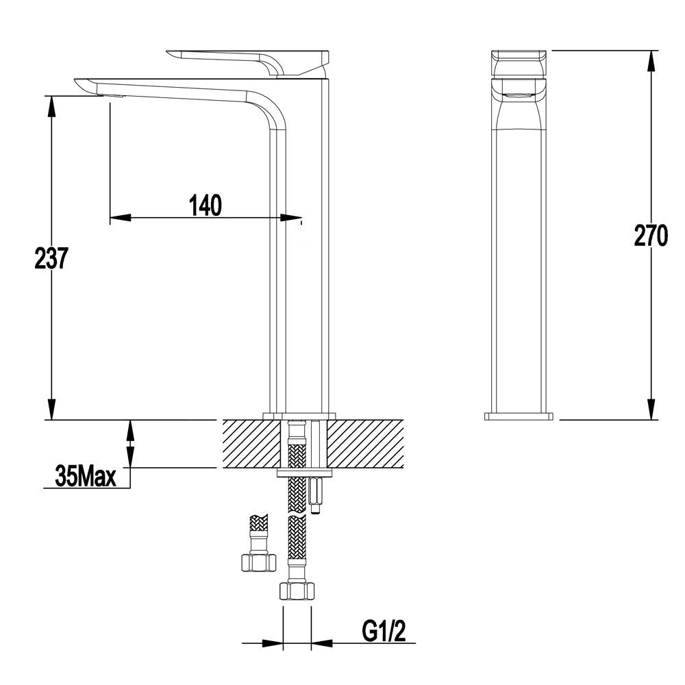 Black Square Bathroom Sink Tap Modern Basin Mono Shower Mixer Deck Tap Set - Picture 18 of 36