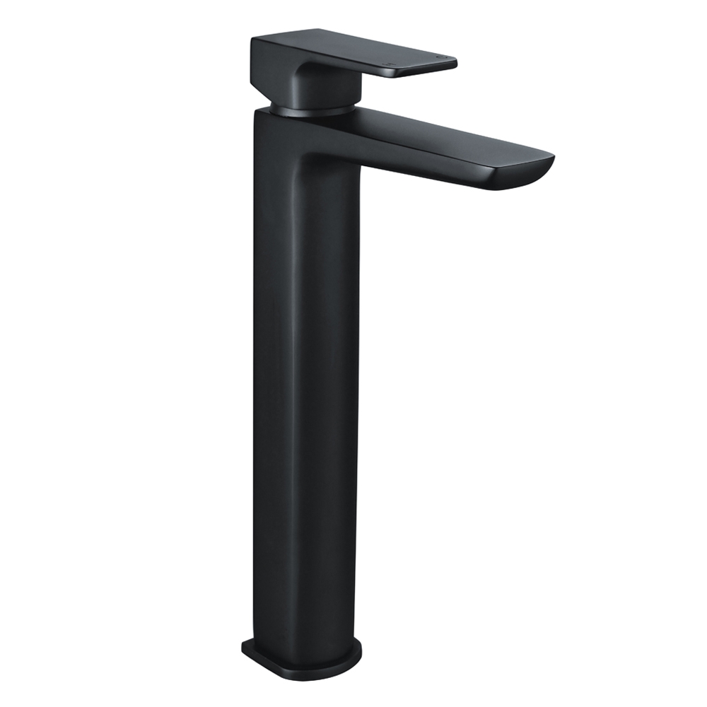 Black Square Bathroom Sink Tap Modern Basin Mono Shower Mixer Deck Tap Set - Picture 17 of 36
