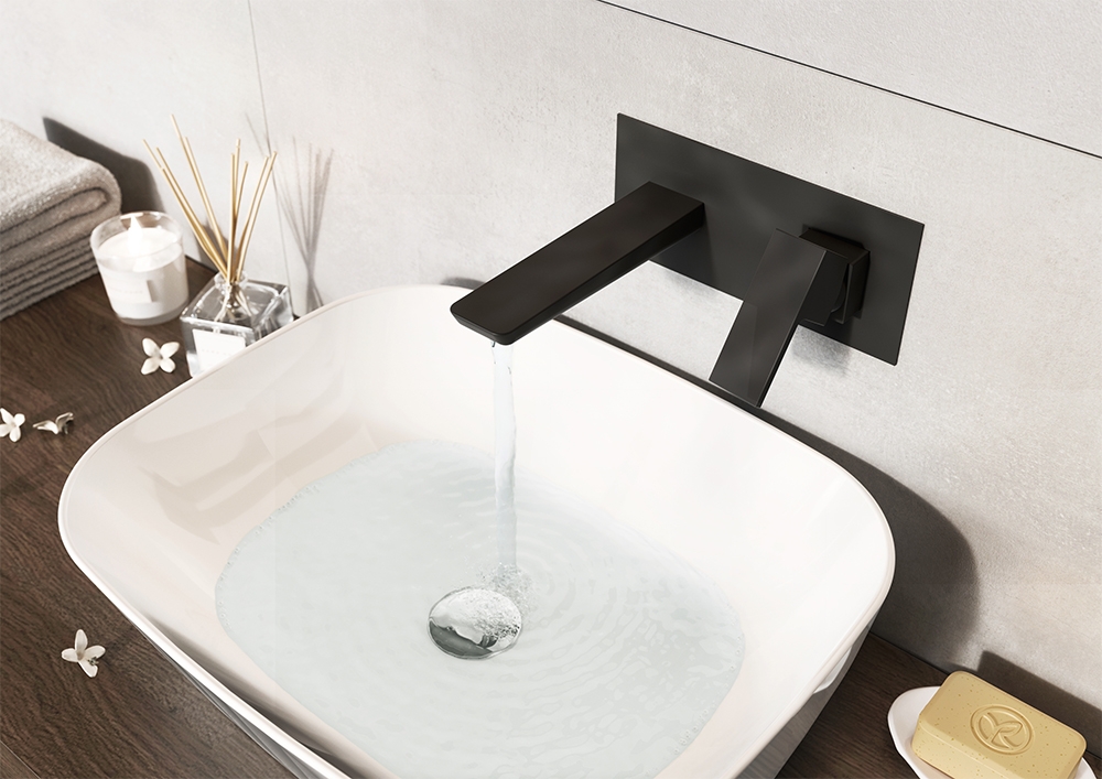 Black Square Bathroom Sink Tap Modern Basin Mono Shower Mixer Deck Tap Set - Picture 14 of 36