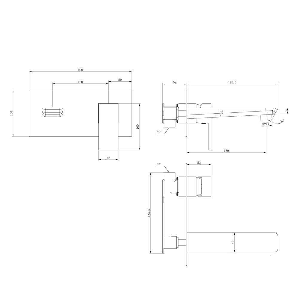 Black Square Bathroom Sink Tap Modern Basin Mono Shower Mixer Deck Tap Set - Picture 32 of 36